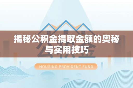 桓台揭秘公积金提取金额的奥秘与实用技巧